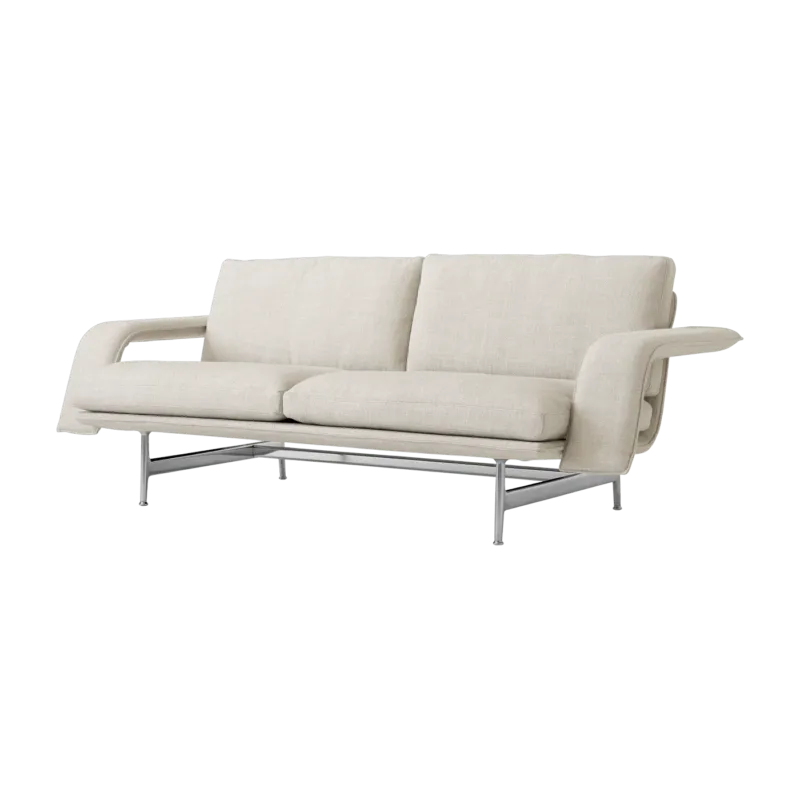 Canapé droit en tissu beige et acier chromé 194x85x70cm Meantime AV30 - &tradition - The Cool Republic