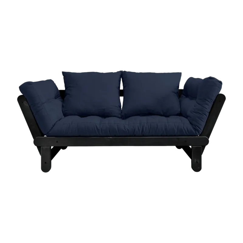 Canapé en bois noir convertible 2 places bleu marine Beat - Karup Design - The Cool Republic