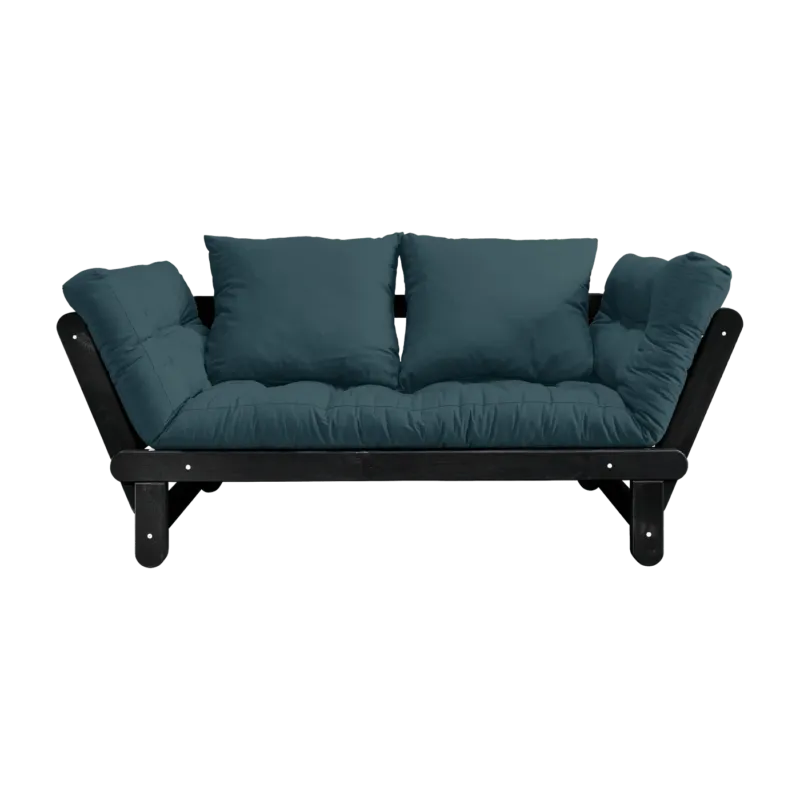Canapé en bois noir convertible 2 places bleu petrol Beat - Karup Design - The Cool Republic