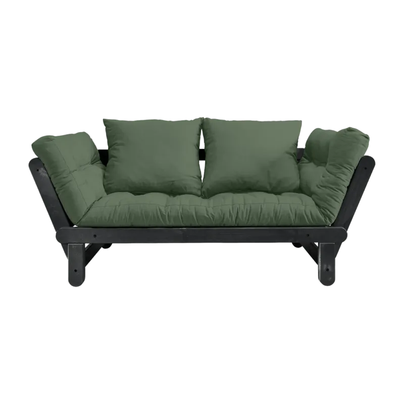 Canapé en bois noir convertible 2 places vert olive Beat - Karup Design - The Cool Republic