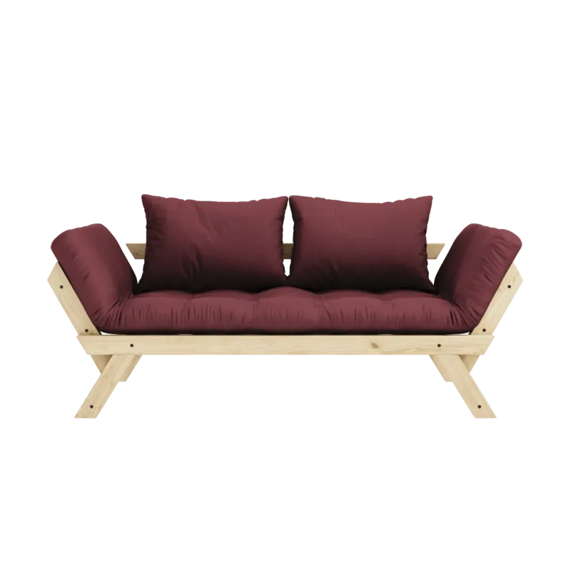 Canapé-lit en pin massif avec accoudoirs et matelas bordeaux 75x200cm Bebop - Karup Design - The Cool Republic