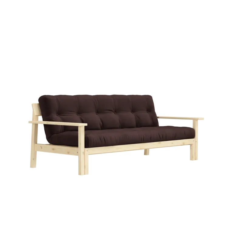 Canapé-lit en pin massif avec accoudoirs et matelas en coton marron 130x190cm Unwind - Karup Design - The Cool Republic