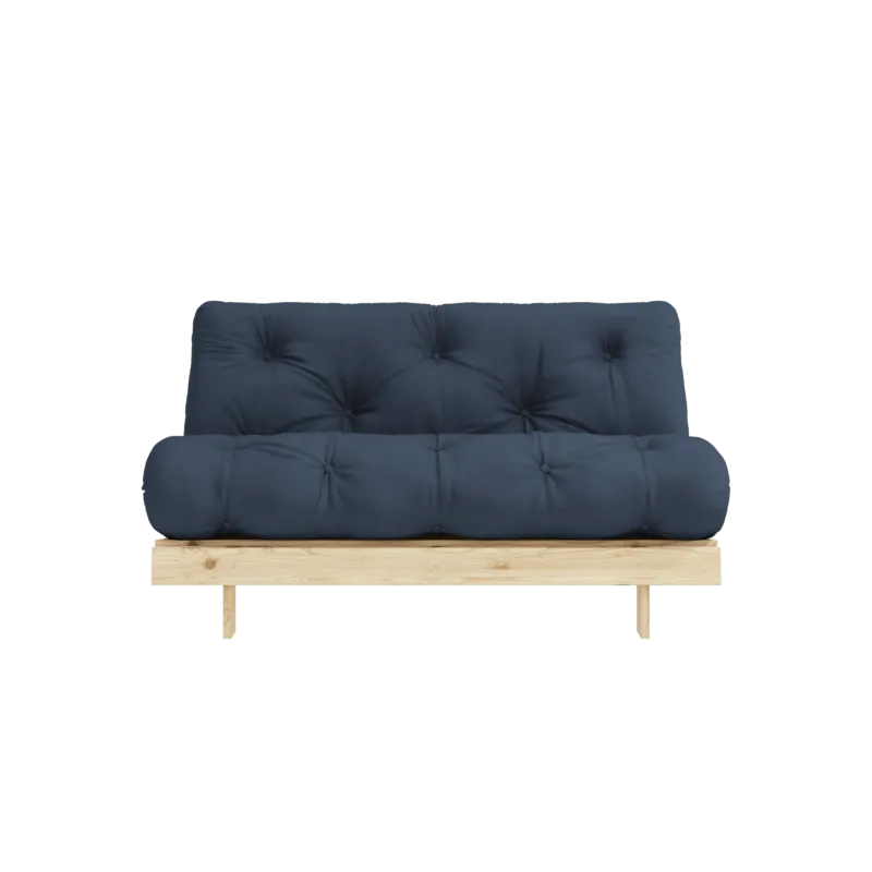 Canapé-lit en pin massif avec matelas bleu marine 140x200cm Raw roots - Karup Design - The Cool Republic