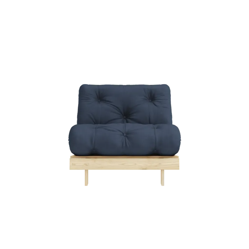 Canapé-lit en pin massif avec matelas bleu marine 90x200cm Raw roots - Karup Design - The Cool Republic