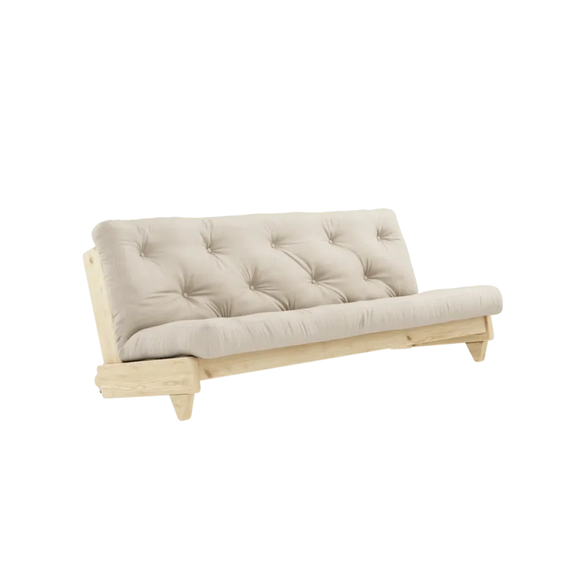 Canapé-lit en pin massif avec matelas en coton beige 140x200cm Fresh - Karup Design - The Cool Republic