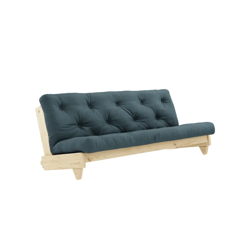 Canapé-lit en pin massif avec matelas en coton bleu pétrole 140x200cm Fresh - Karup Design - The Cool Republic