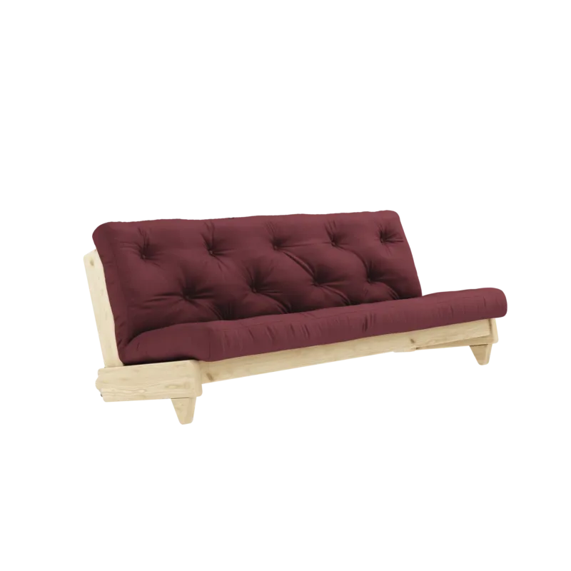 Canapé-lit en pin massif avec matelas en coton bordeaux 140x200cm Fresh - Karup Design - The Cool Republic