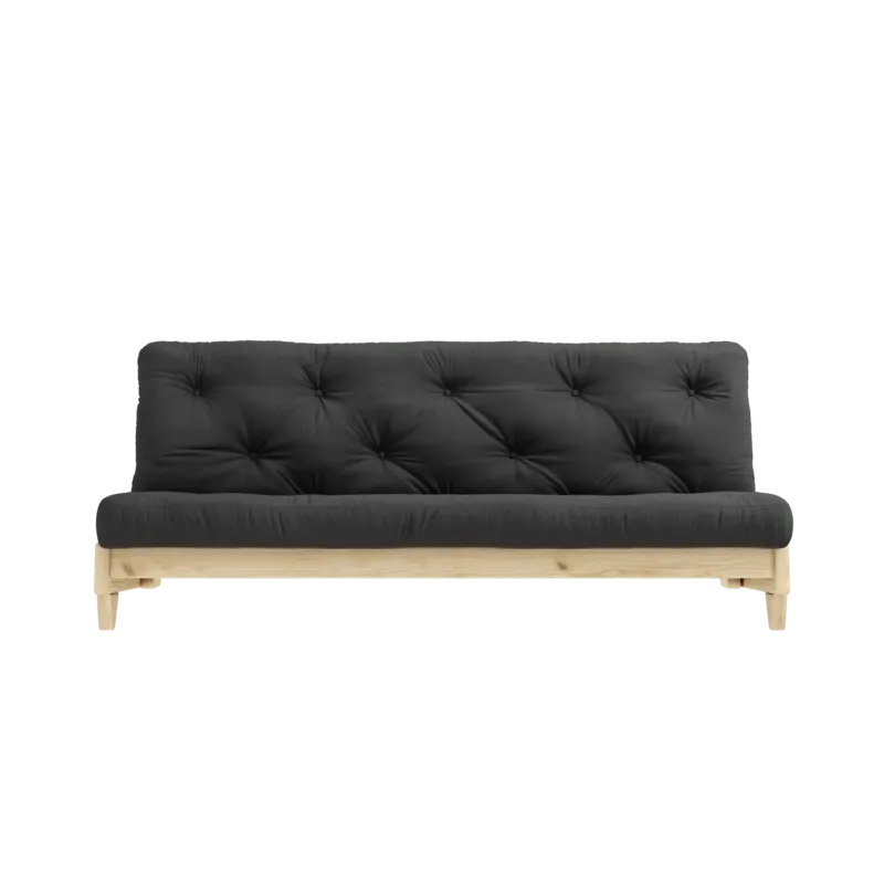 Canapé-lit en pin massif avec matelas en coton gris foncé 140x200cm Fresh - Karup Design - The Cool Republic