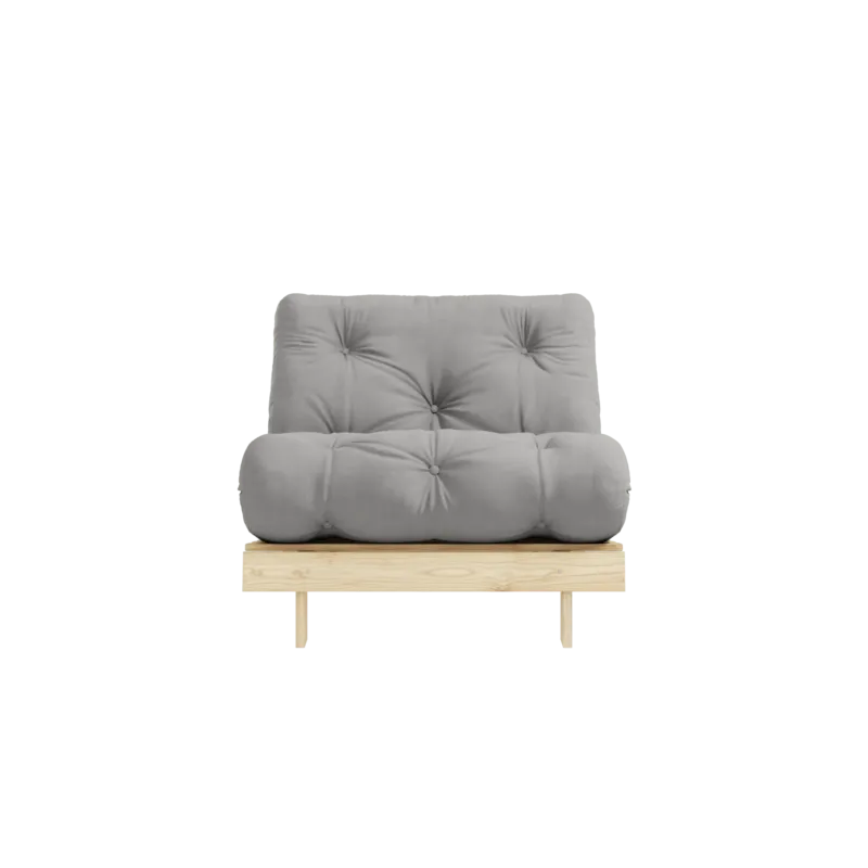 Canapé-lit en pin massif avec matelas gris 90x200cm Raw roots - Karup Design - The Cool Republic
