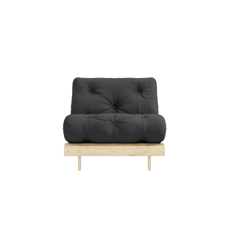 Canapé-lit en pin massif avec matelas gris foncé 90x200cm Raw roots - Karup Design - The Cool Republic