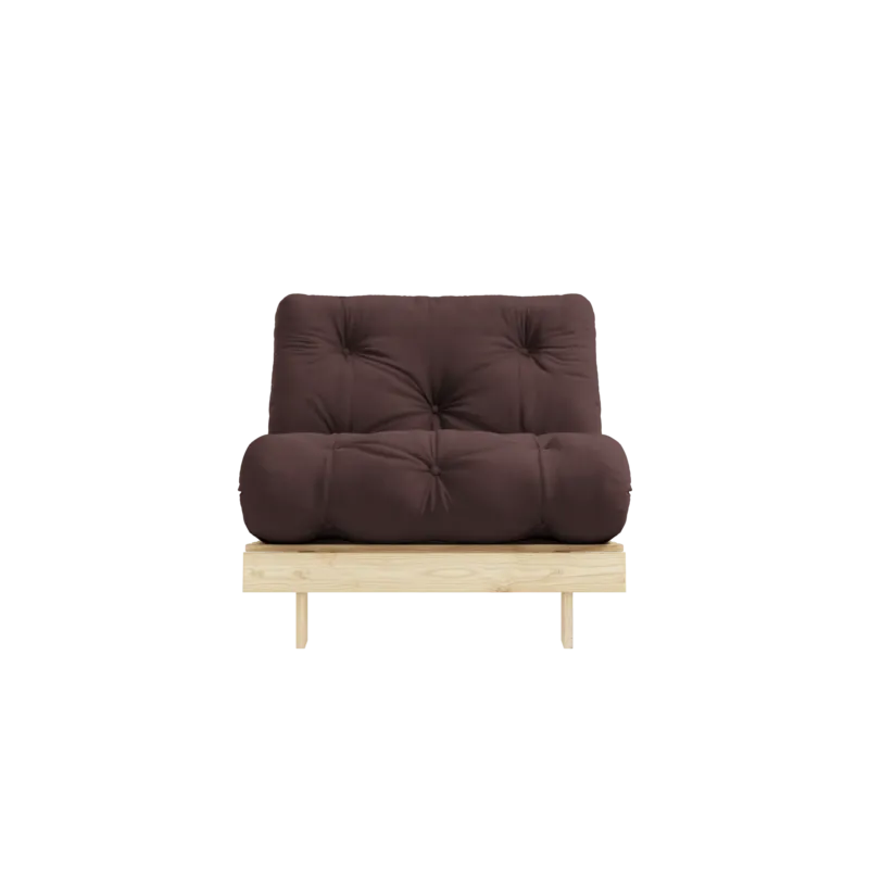Canapé-lit en pin massif avec matelas marron 90x200cm Raw roots - Karup Design - The Cool Republic