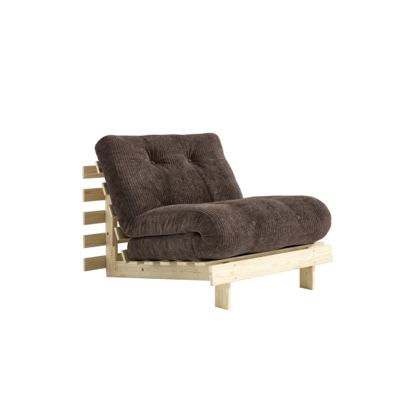 Canapé-lit en pin massif avec matelas marron foncé 90x200cm Roots - Karup - The Cool Republic