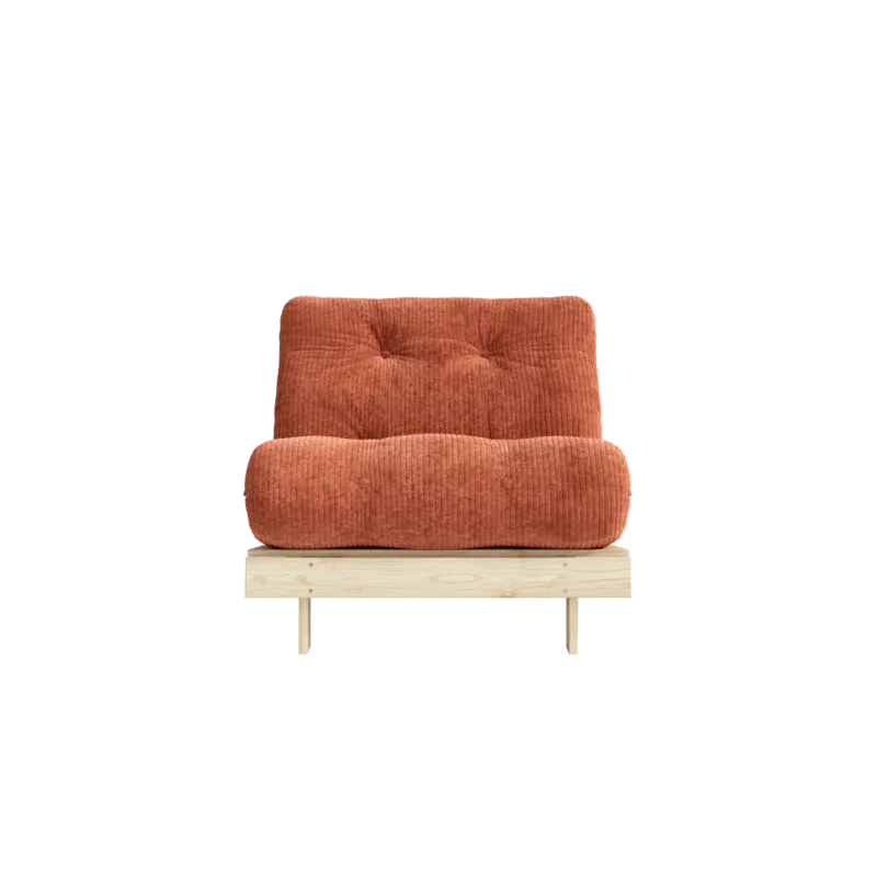 Canapé-lit en pin massif avec matelas retro orange 90x200cm Roots - Karup - The Cool Republic