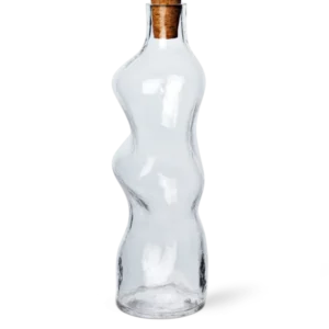 Carafe en verre transparent et bouchon en liège 1L Dimple - Ferm Living - The Cool Republic