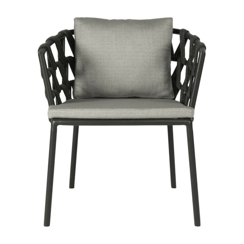 Chaise avec accoudoirs d'extérieur noire avec coussins gris zinc Leo - Vincent Sheppard - The Cool Republic