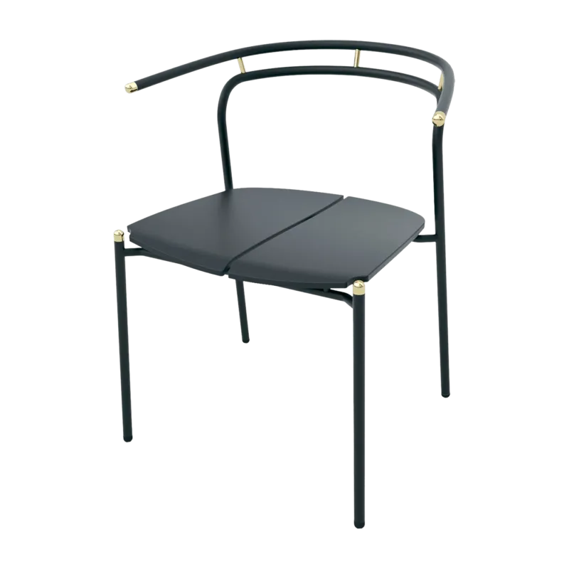 Chaise avec accoudoirs en acier noir et doré Novo - Aytm - The Cool Republic