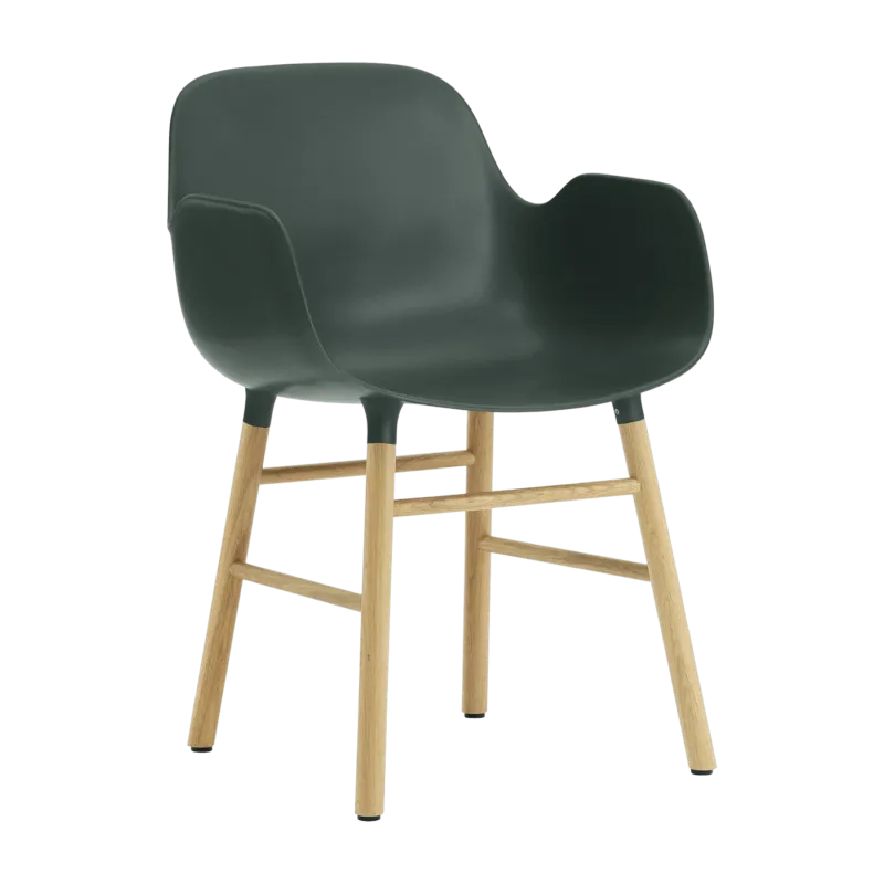 Chaise avec accoudoirs en chêne naturel et pp vert Form - Normann Copenhagen - The Cool Republic