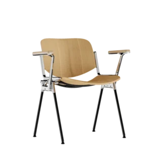 Chaise avec accoudoirs en hêtre plaqué et acier chromé DSC 106 - Anonima Castelli - The Cool Republic