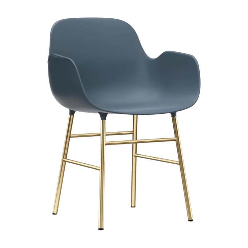 Chaise avec accoudoirs en laiton et pp bleu Form - Normann Copenhagen - The Cool Republic