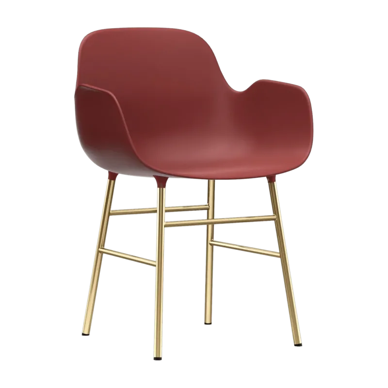Chaise avec accoudoirs en laiton et pp rouge Form - Normann Copenhagen - The Cool Republic