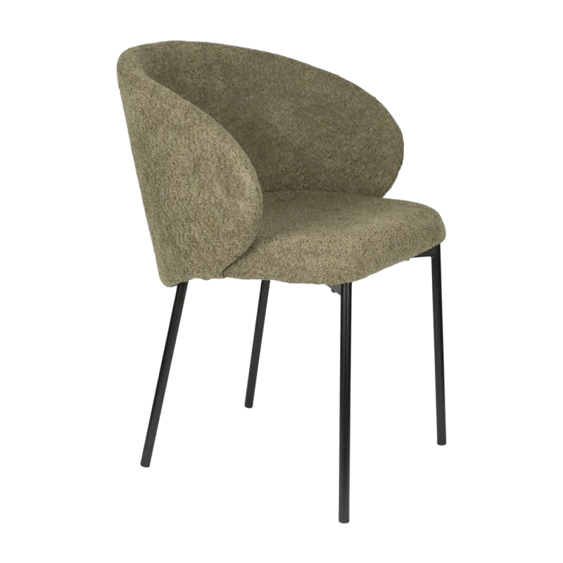 Chaise avec accoudoirs en tissu vert Elma - The Cool Republic - The Cool Republic