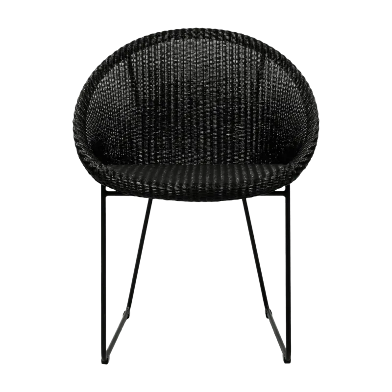 Chaise avec accoudoirs ronde en osier noir Joe - Vincent Sheppard - The Cool Republic