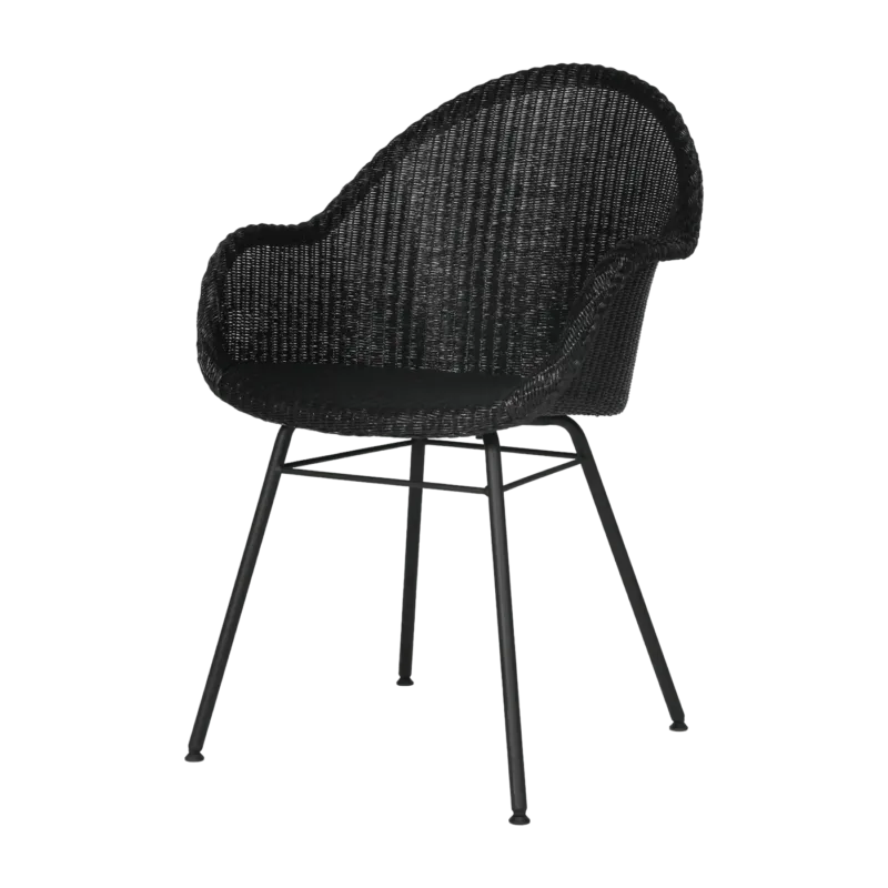 Chaise avec accoudoirs tressée noir et métal Avril - Vincent Sheppard - The Cool Republic