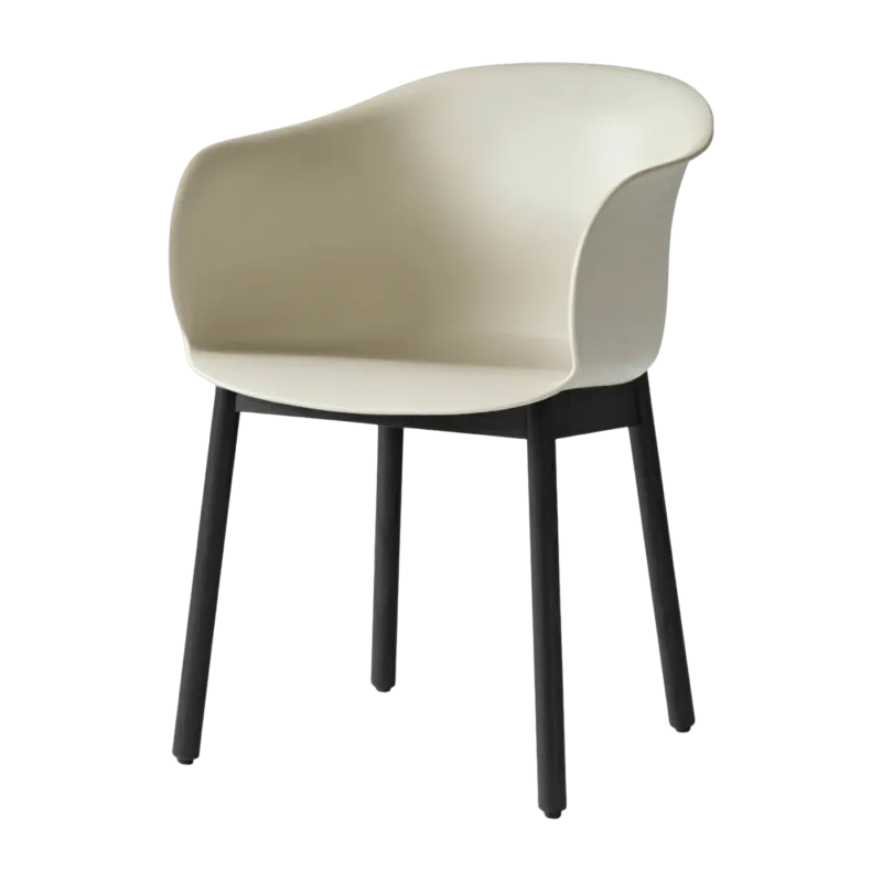 Chaise beige piétement en bois de chêne noir JH30 - &tradition - The Cool Republic