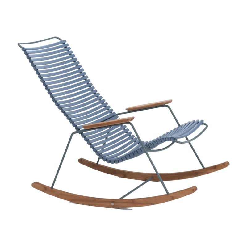 Chaise berçante en métal et plastique bleu pigeon CLICK - Houe - The Cool Republic