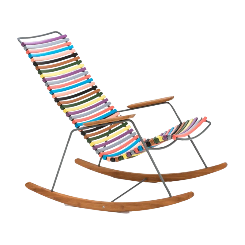 Chaise berçante en métal et plastique multicolore 1 rouge et jaune CLICK - Houe - The Cool Republic