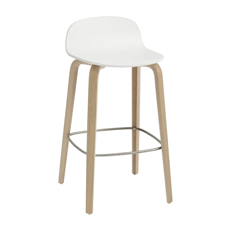 Chaise de bar 65 cm blanc et chêne naturel Visu - Muuto - The Cool Republic