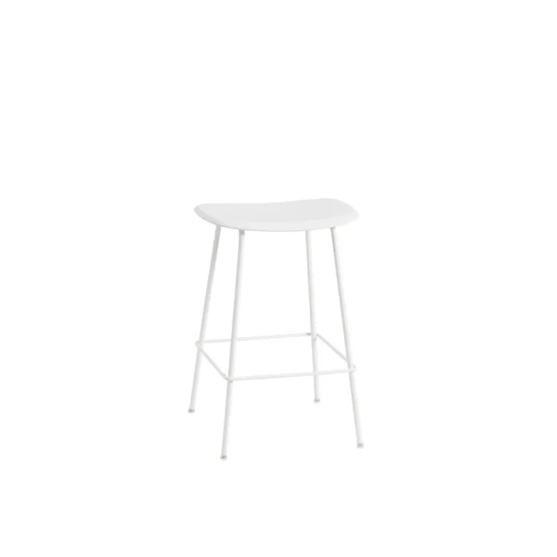 Chaise de bar 65 cm blanche piétement tubes Fiber - Muuto - The Cool Republic