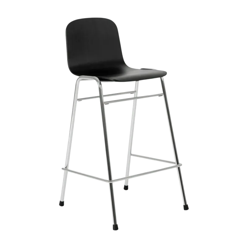 Chaise de bar 65 cm en bois noir et cadre argenté Touchwood - Hem - The Cool Republic
