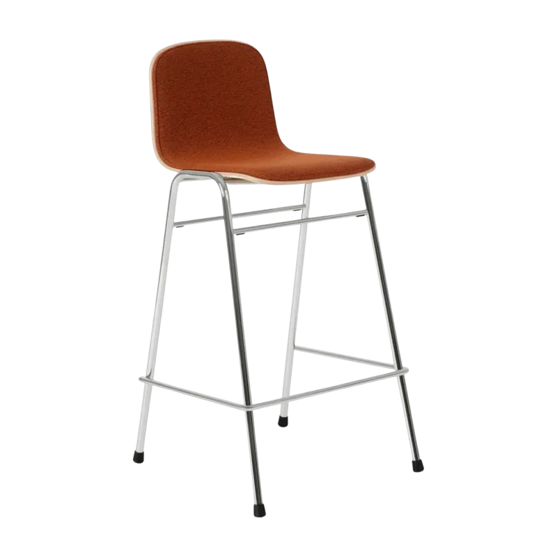 Chaise de bar 65 cm en tissu rouge et cadre argenté Touchwood - Hem - The Cool Republic