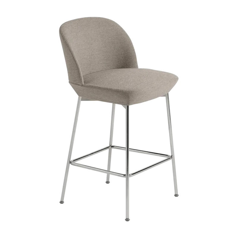 Chaise de bar 65 cm gris beige et pieds chrome Oslo - Muuto - The Cool Republic