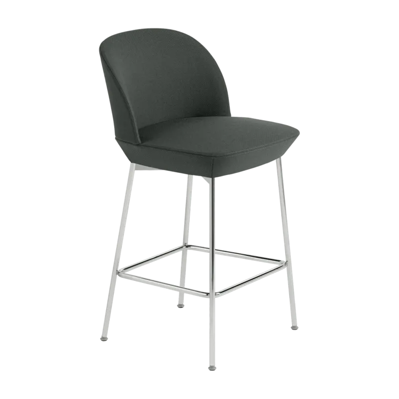 Chaise de bar 65 cm noire et pieds chrome Oslo - Muuto - The Cool Republic