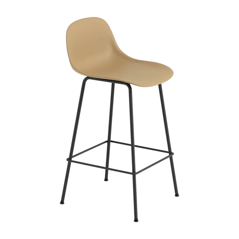 Chaise de bar 65 cm ocre piétement tubes Fiber - Muuto - The Cool Republic