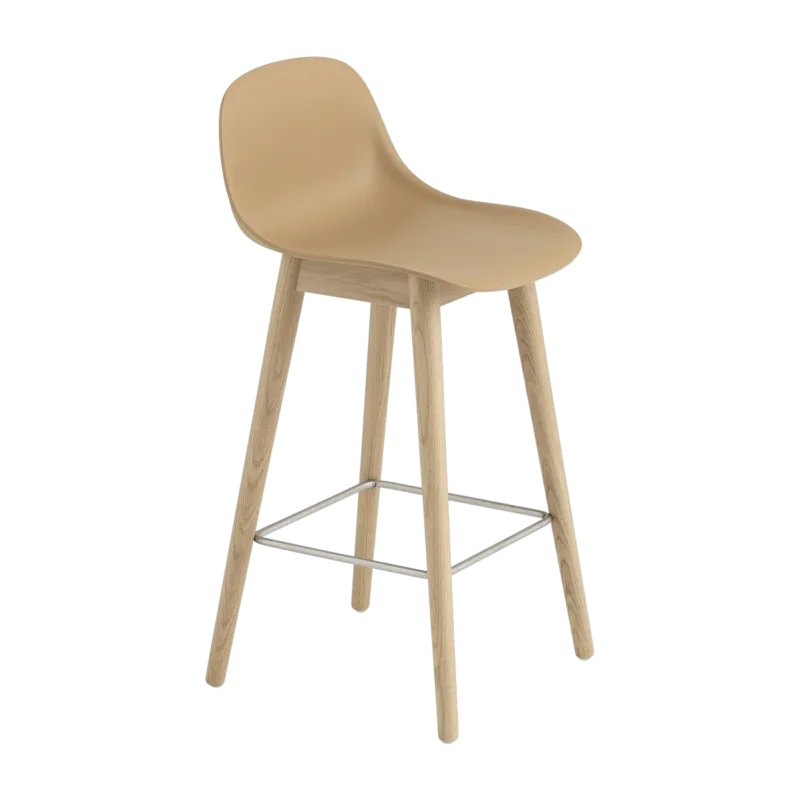 Chaise de bar 65cm ocre piétement en chêne Fiber - Muuto - The Cool Republic