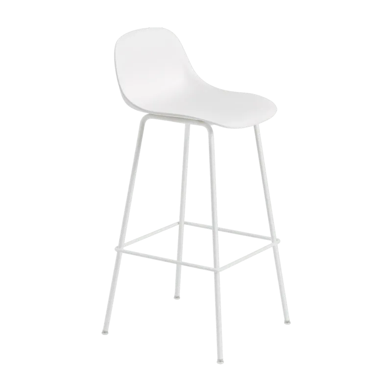 Chaise de bar 75 cm blanche piétement tubes Fiber - Muuto - The Cool Republic