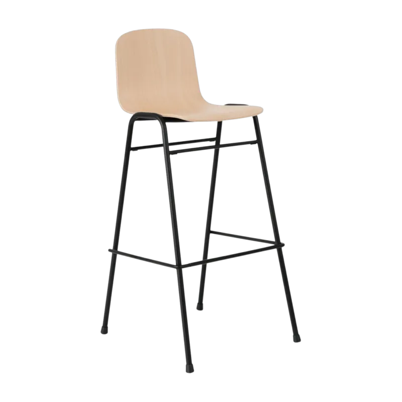 Chaise de bar 75 cm en bois naturel et cadre noir Touchwood - Hem - The Cool Republic