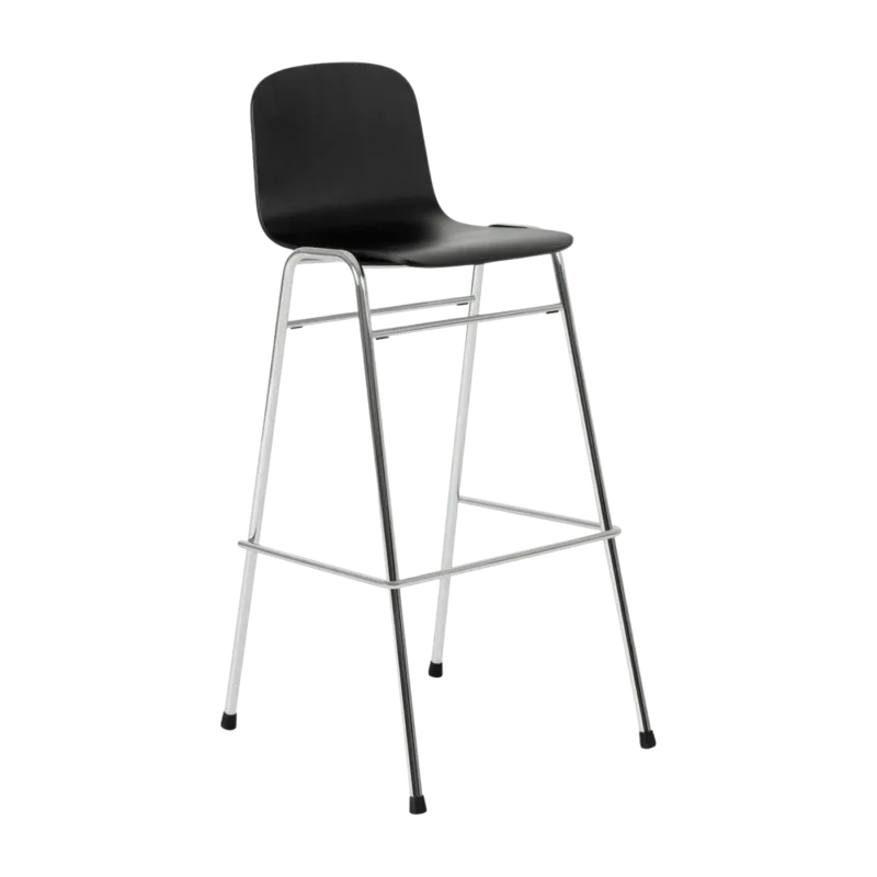 Chaise de bar 75 cm en bois noir et cadre argenté Touchwood - Hem - The Cool Republic