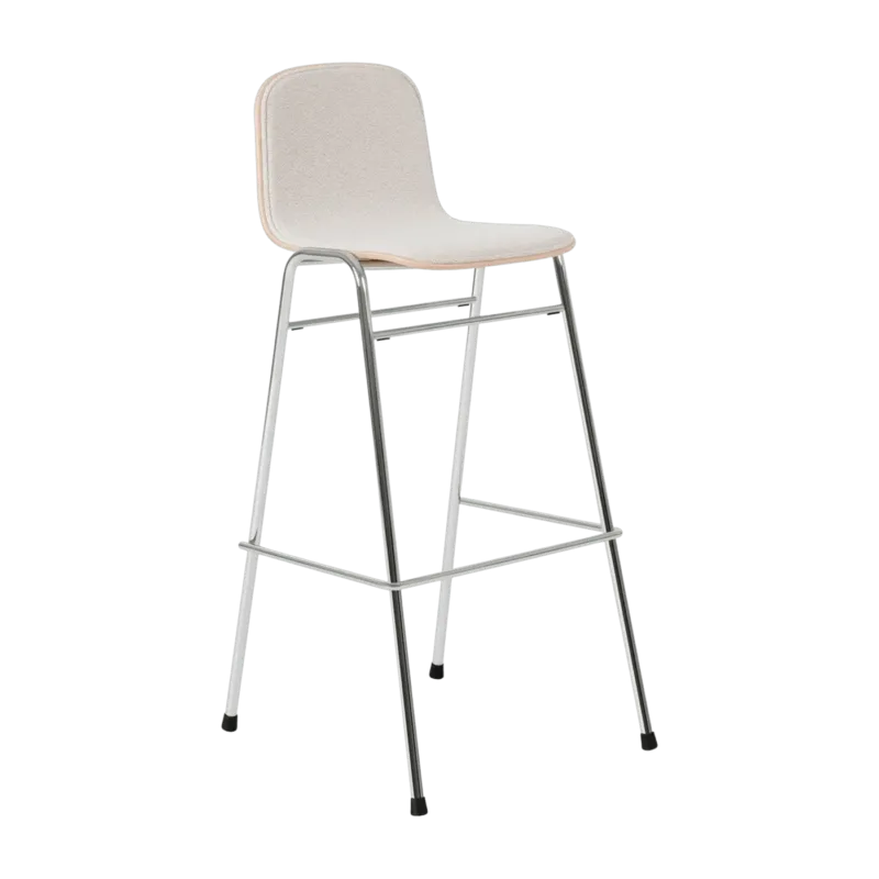 Chaise de bar 75 cm en tissu gris et cadre argenté Touchwood - Hem - The Cool Republic