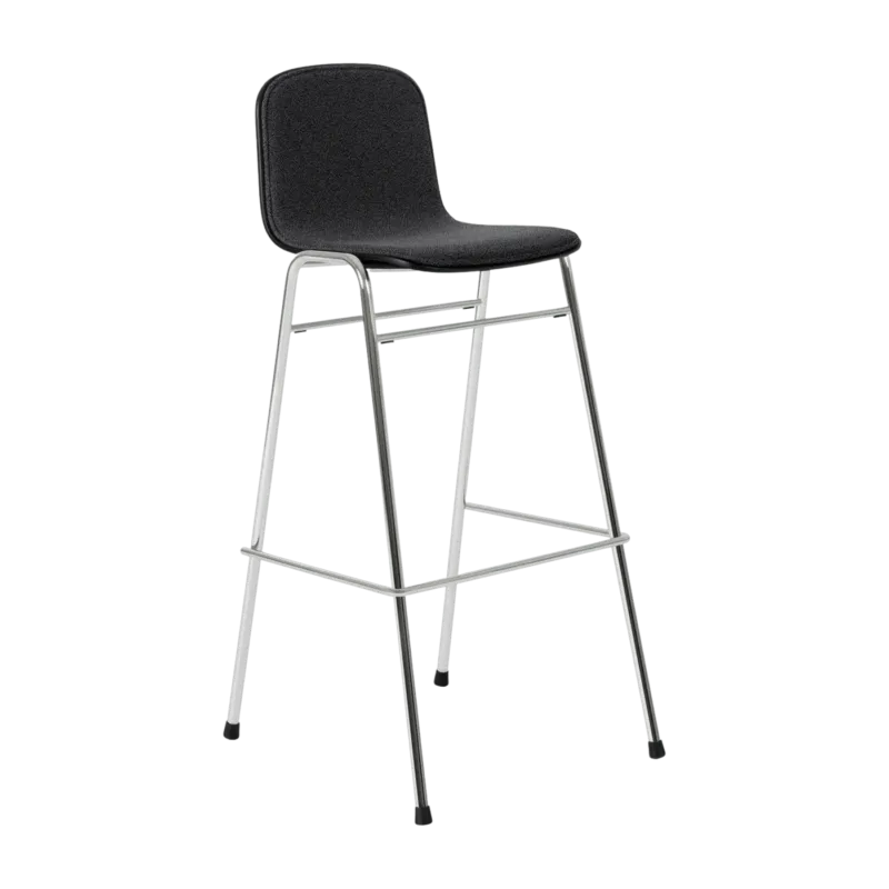 Chaise de bar 75 cm en tissu noir et cadre argenté Touchwood - Hem - The Cool Republic