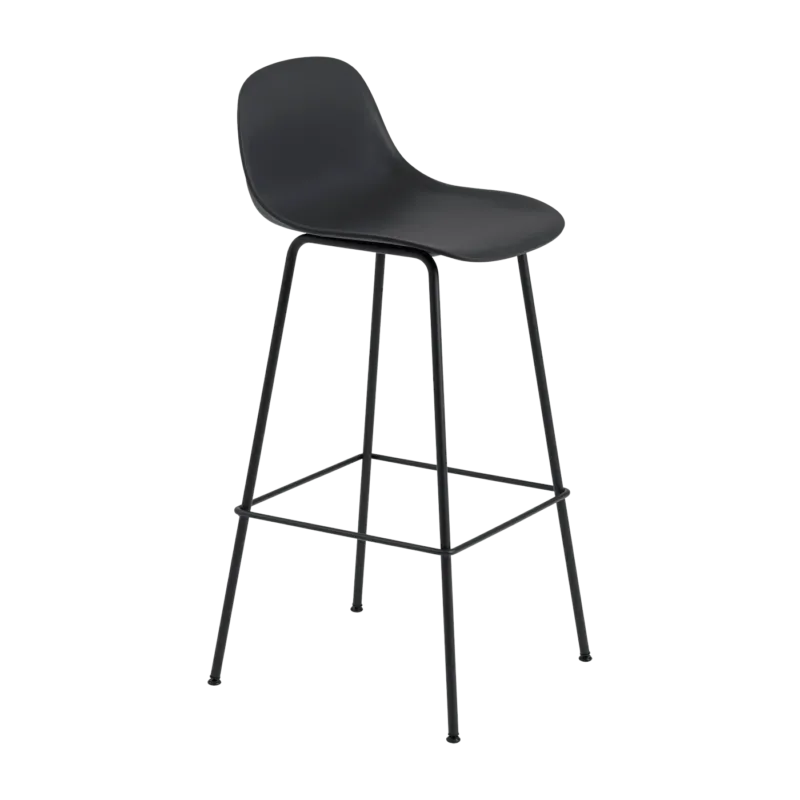 Chaise de bar 75 cm noire piétement tubes Fiber - Muuto - The Cool Republic