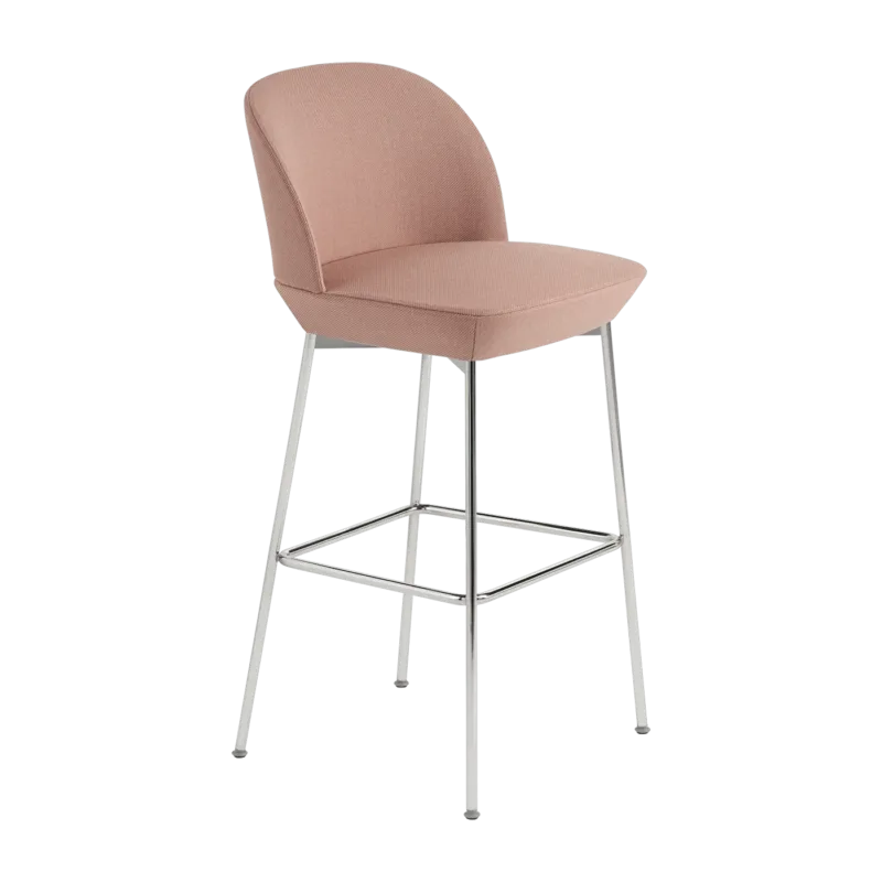 Chaise de bar 75 cm rose et pieds chrome Oslo - Muuto - The Cool Republic