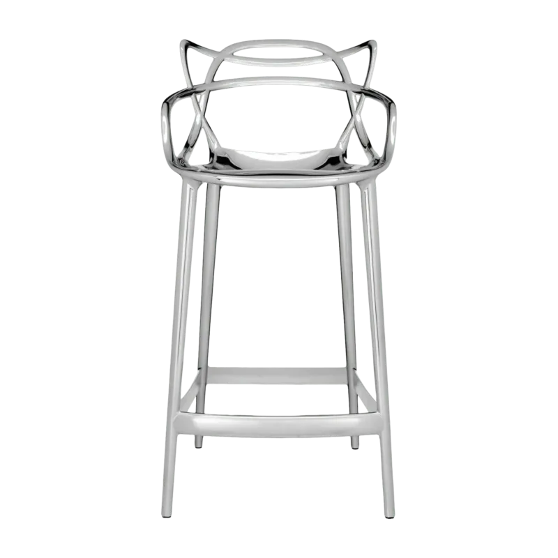 Chaise de bar argentée 65 cm Masters - Kartell - The Cool Republic