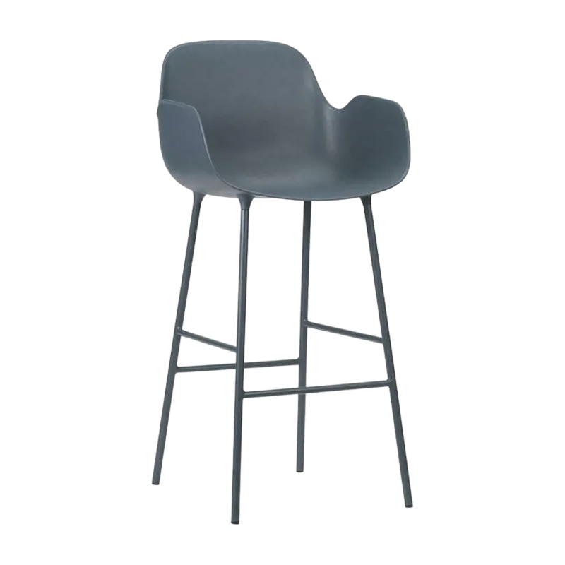 Chaise de bar avec accoudoirs en acier et pp bleu 65 cm Form - Normann Copenhagen - The Cool Republic