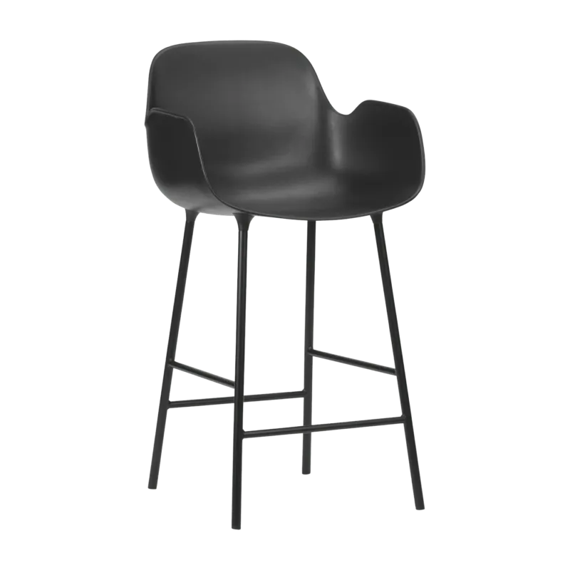 Chaise de bar avec accoudoirs en acier et pp noir 65 cm Form - Normann Copenhagen - The Cool Republic
