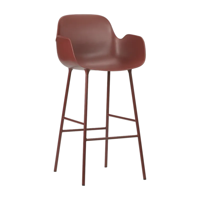 Chaise de bar avec accoudoirs en acier et pp rouge 75 cm Form - Normann Copenhagen - The Cool Republic