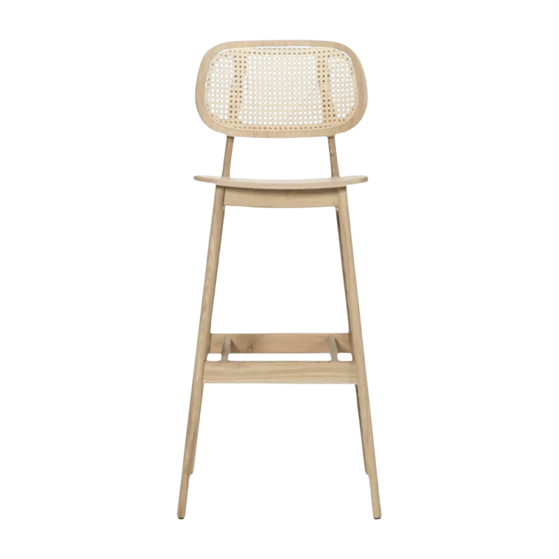Chaise de bar en cannage et chêne naturel 110 cm Titus - Vincent Sheppard - The Cool Republic